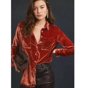 Anthropologie Holding Horses Relaxed Velvet Buttondown